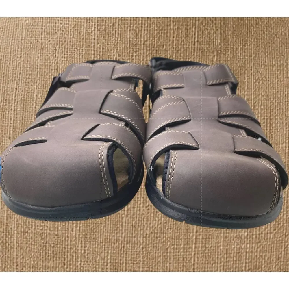 St. John’s Bay Mens 12M Brown Fisherman Sandals DRY+COOL Memory Foam NWT